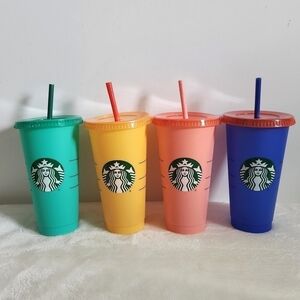 Starbucks Color Change Venti Cold Cups With Straws 24 Oz Pack Of 4